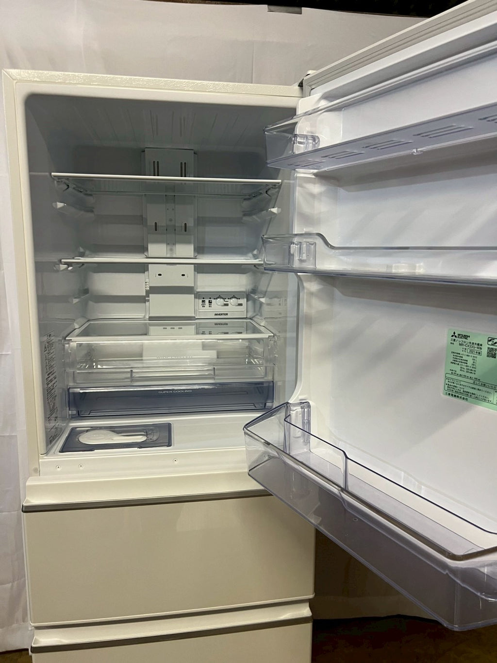 三菱電機 3ドア冷蔵庫 MR-CX33G-W 2021年製 330L 右開き