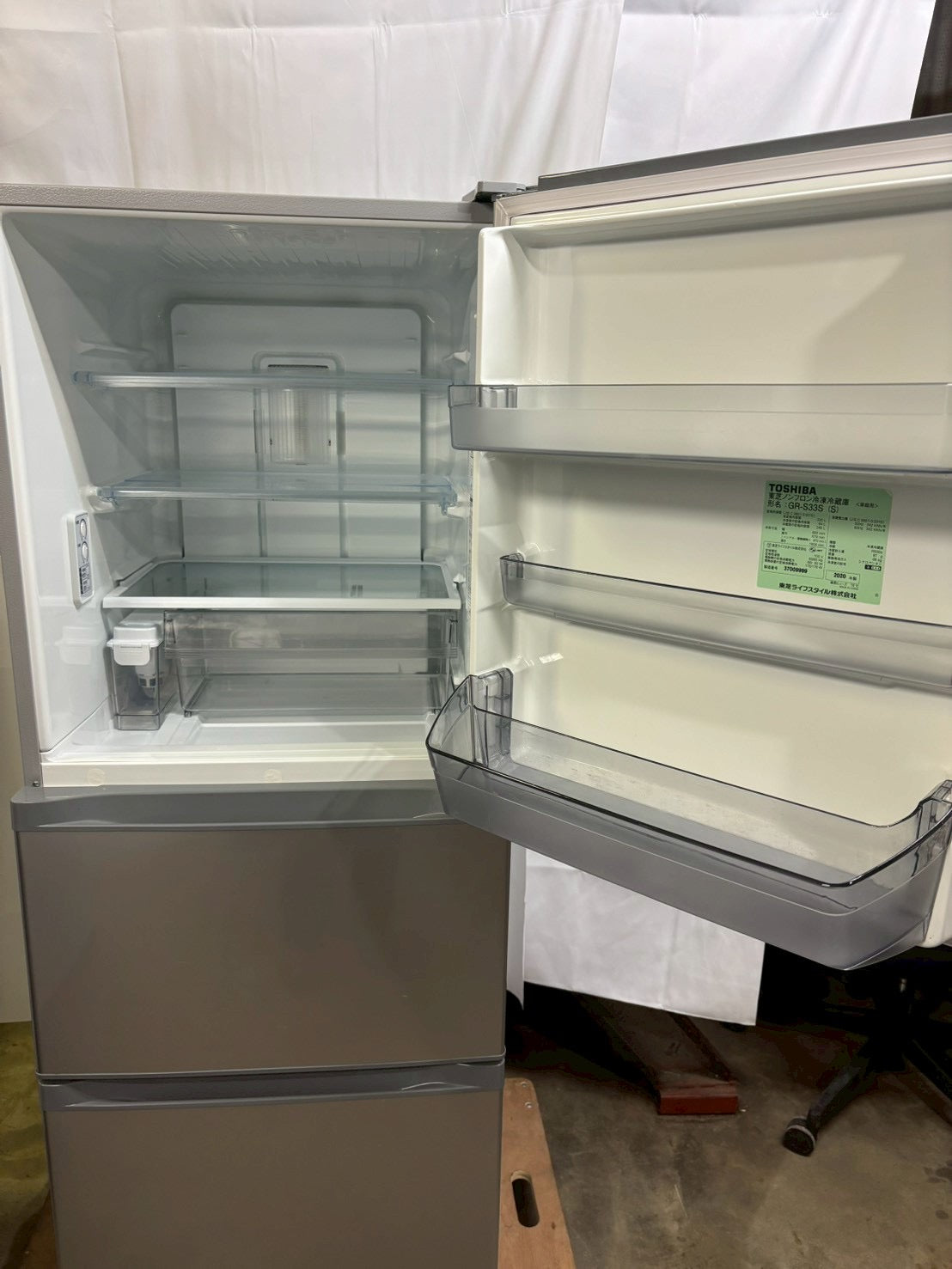 【6ヶ月保証】東芝 3ドア冷蔵庫 GR-S36S 2020年製 363L 右開き