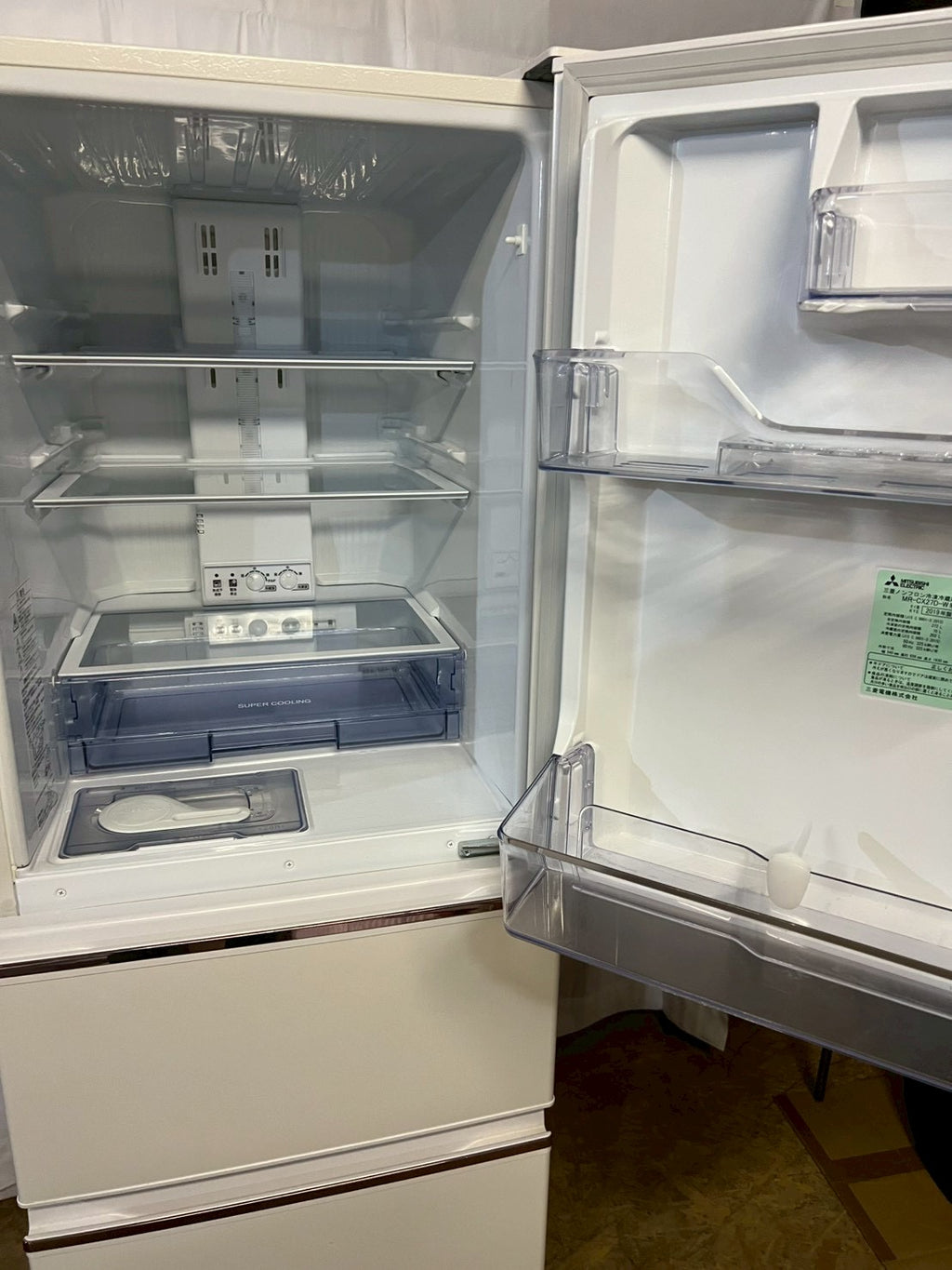 【6ヶ月保証】三菱電機 3ドア冷蔵庫 MR-CX27D-W 2019年製272L 右開き